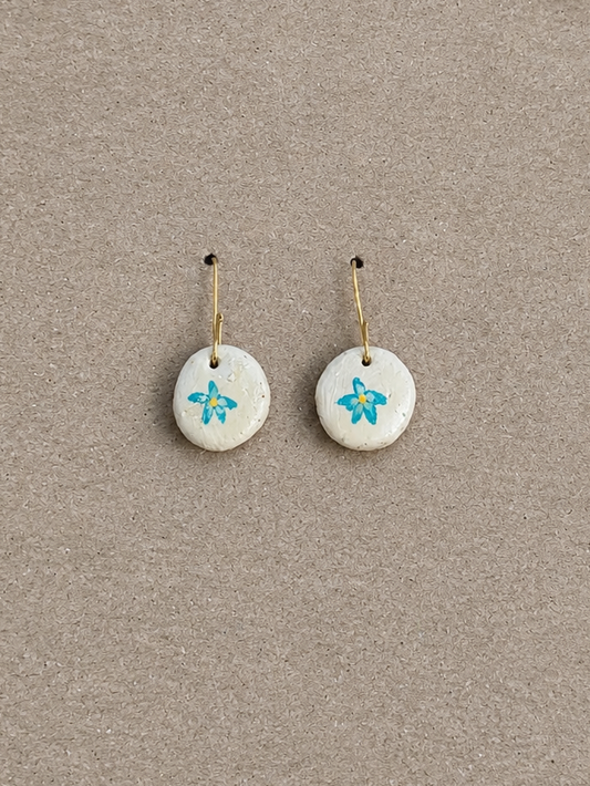 cyan flower earrings