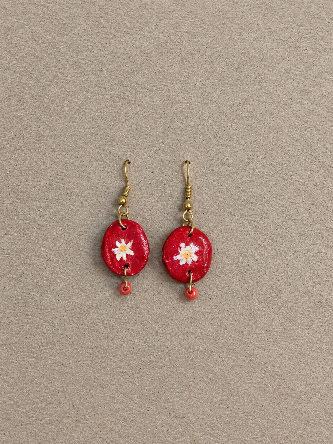 red White Carnation earrings